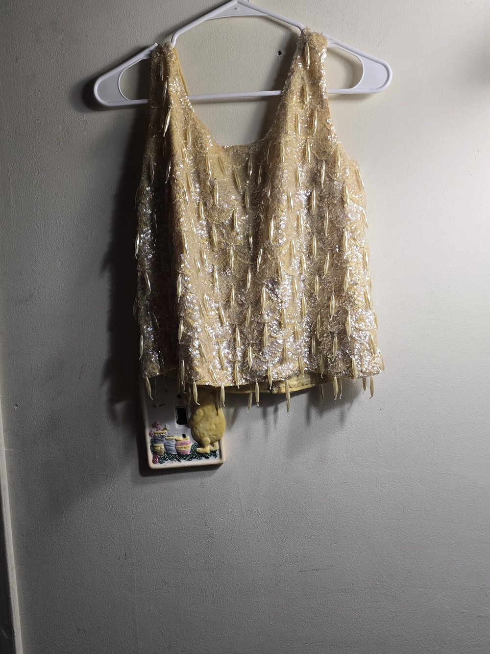 Vintage Beaded Sequin Yellow Tank Top